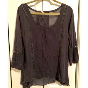 Anthropologie TINY grey three quarter sleeved top